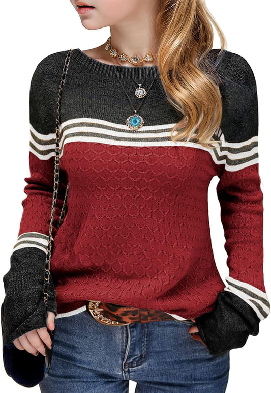 Girls' Color Block Striped Sweater