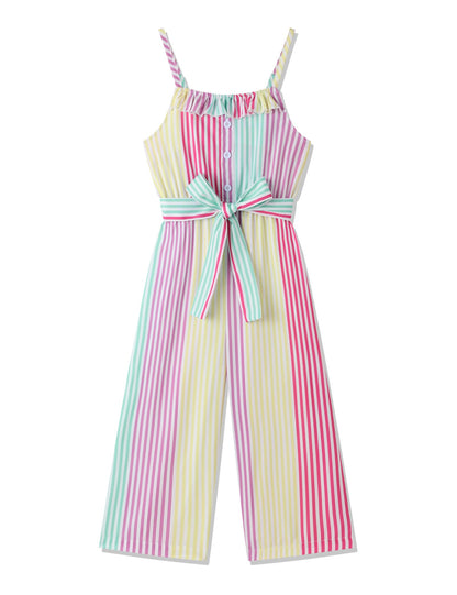 Crazyme Girls Striped Sleeveless Jumpsuit