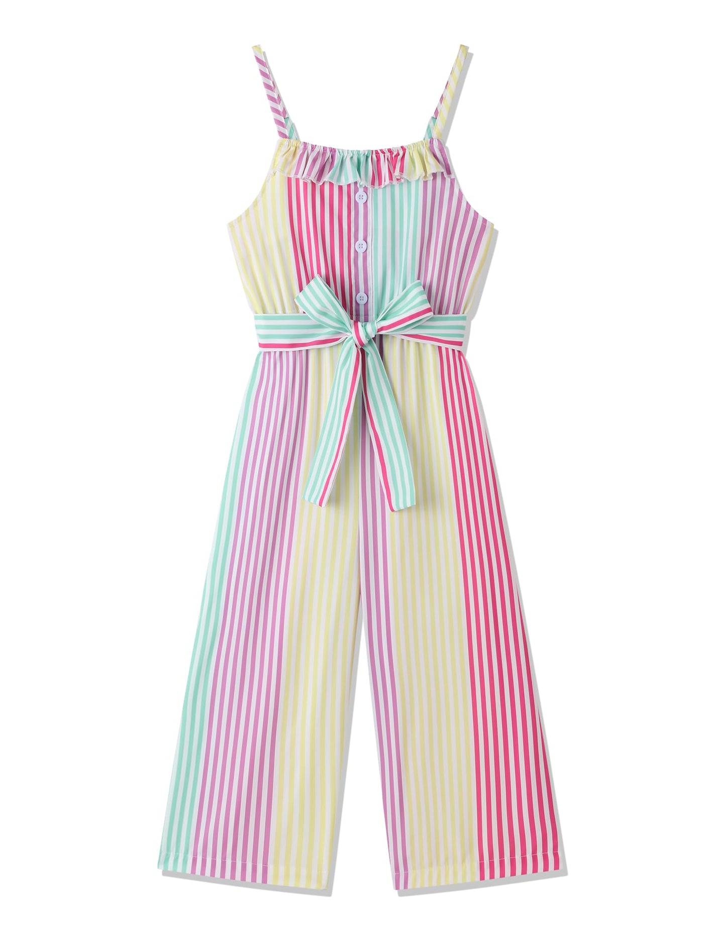 Crazyme Girls Striped Sleeveless Jumpsuit