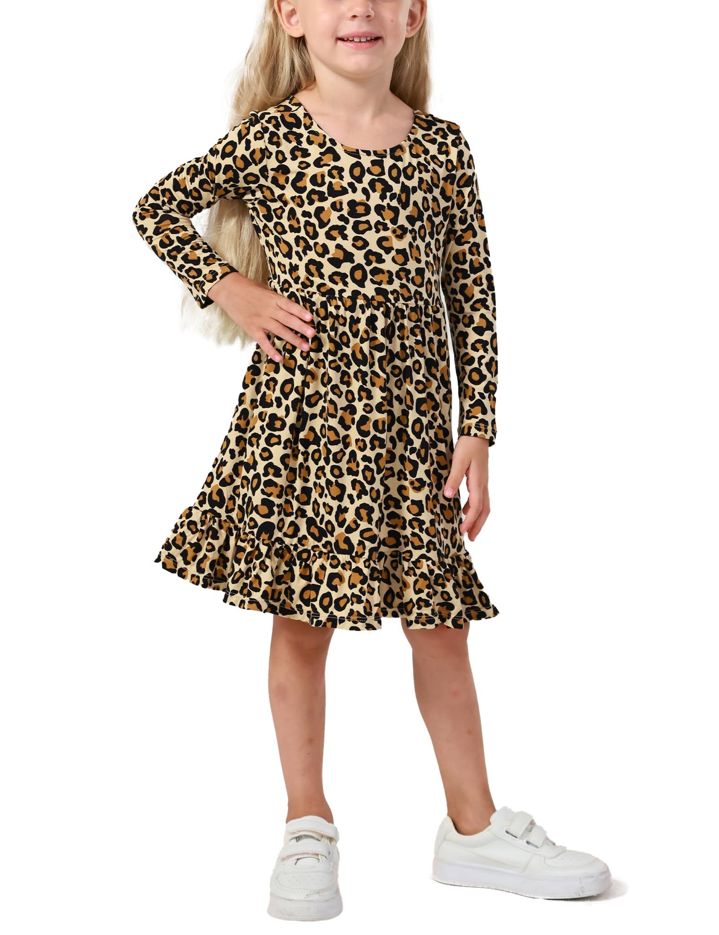 Bamboo Viscose Girls' Long Sleeve Twirl Dress