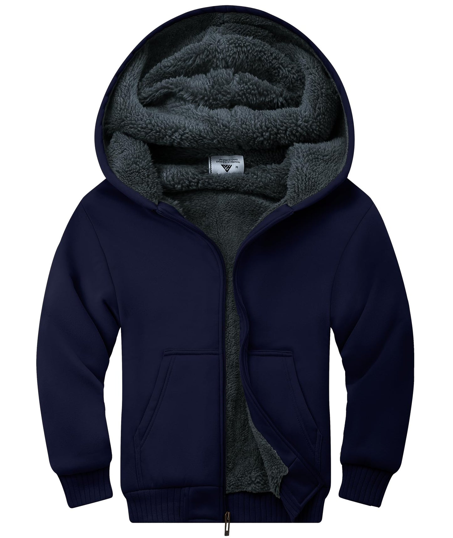 ZITY Boys' Sherpa Lined Zip-Up Hoodie
