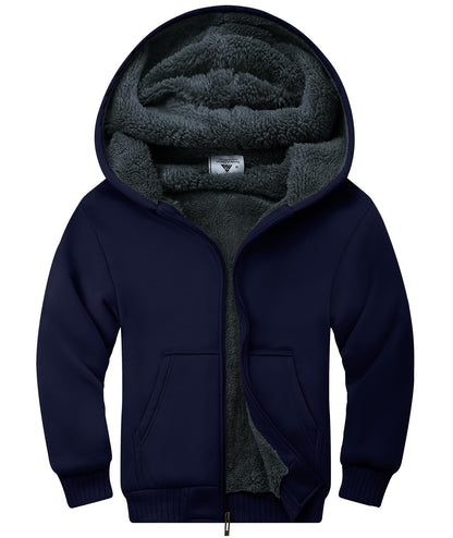 ZITY Boys' Sherpa Lined Zip-Up Hoodie