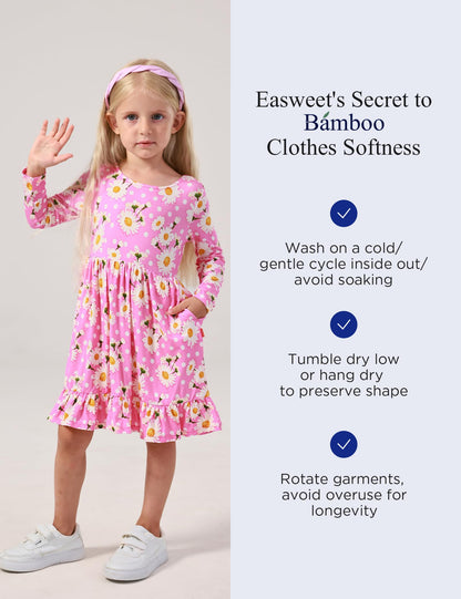 Bamboo Viscose Girls' Long Sleeve Twirl Dress