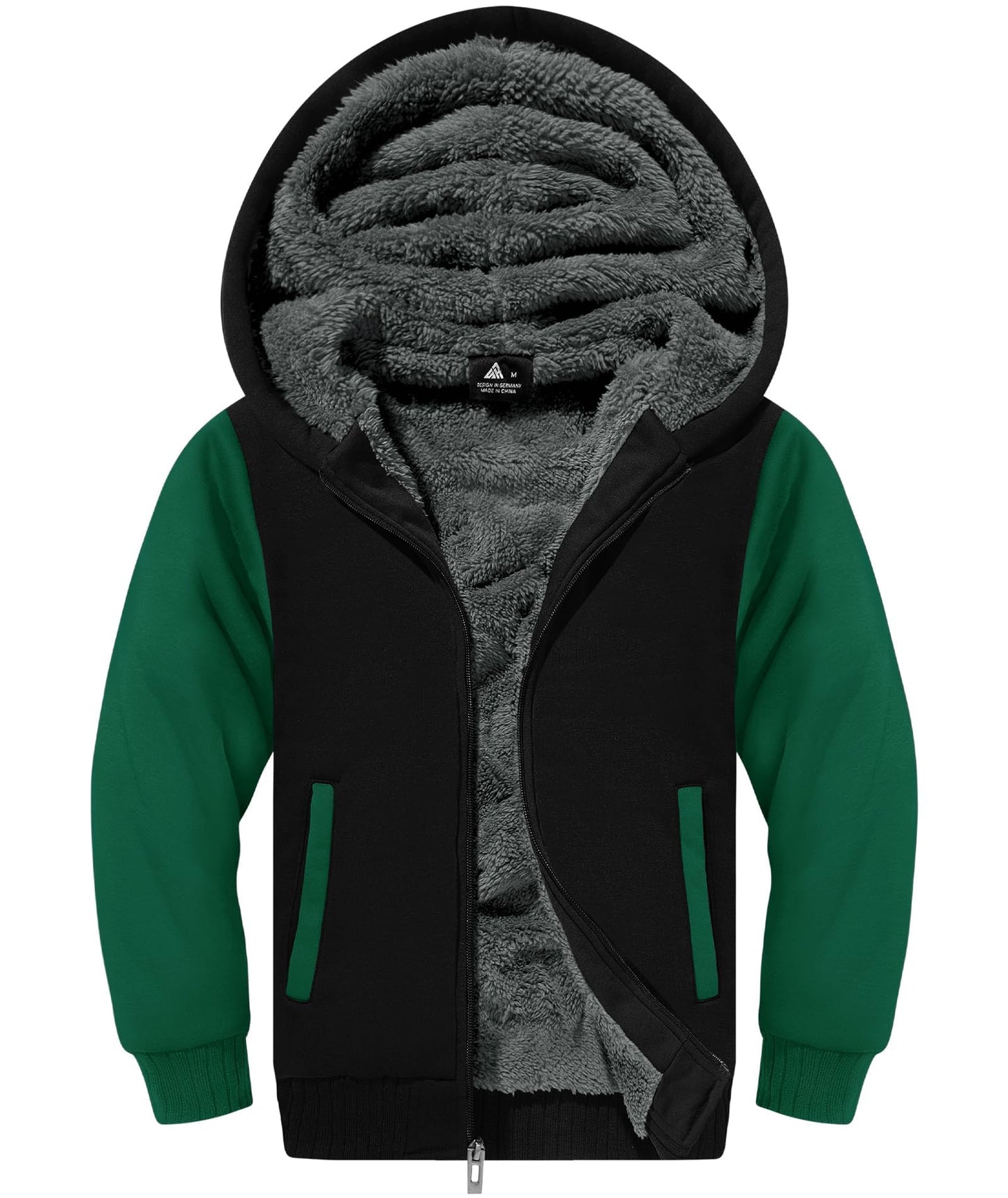 ZITY Boys' Sherpa Lined Zip-Up Hoodie