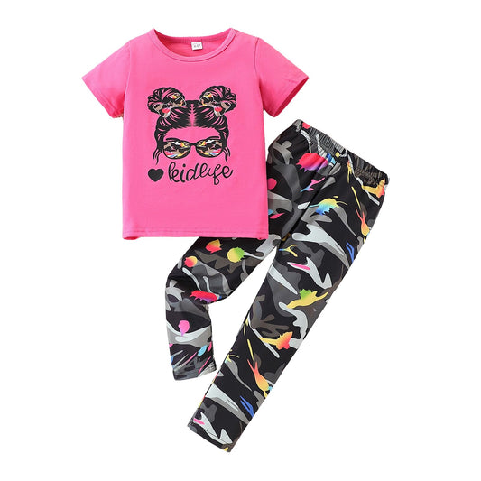 Toddler Girls' 2-Piece Top & Camo Pants Set