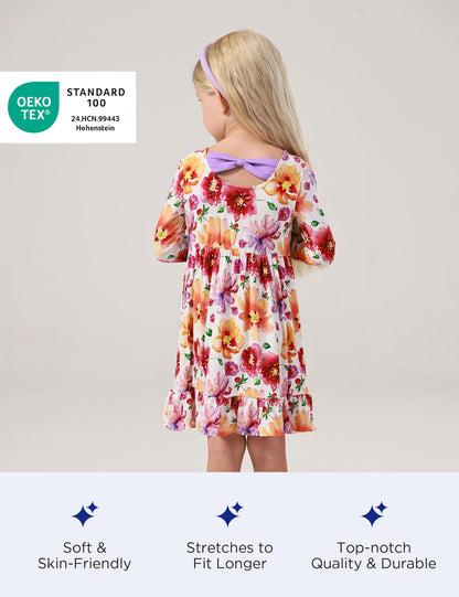 Bamboo Viscose Girls' Long Sleeve Twirl Dress