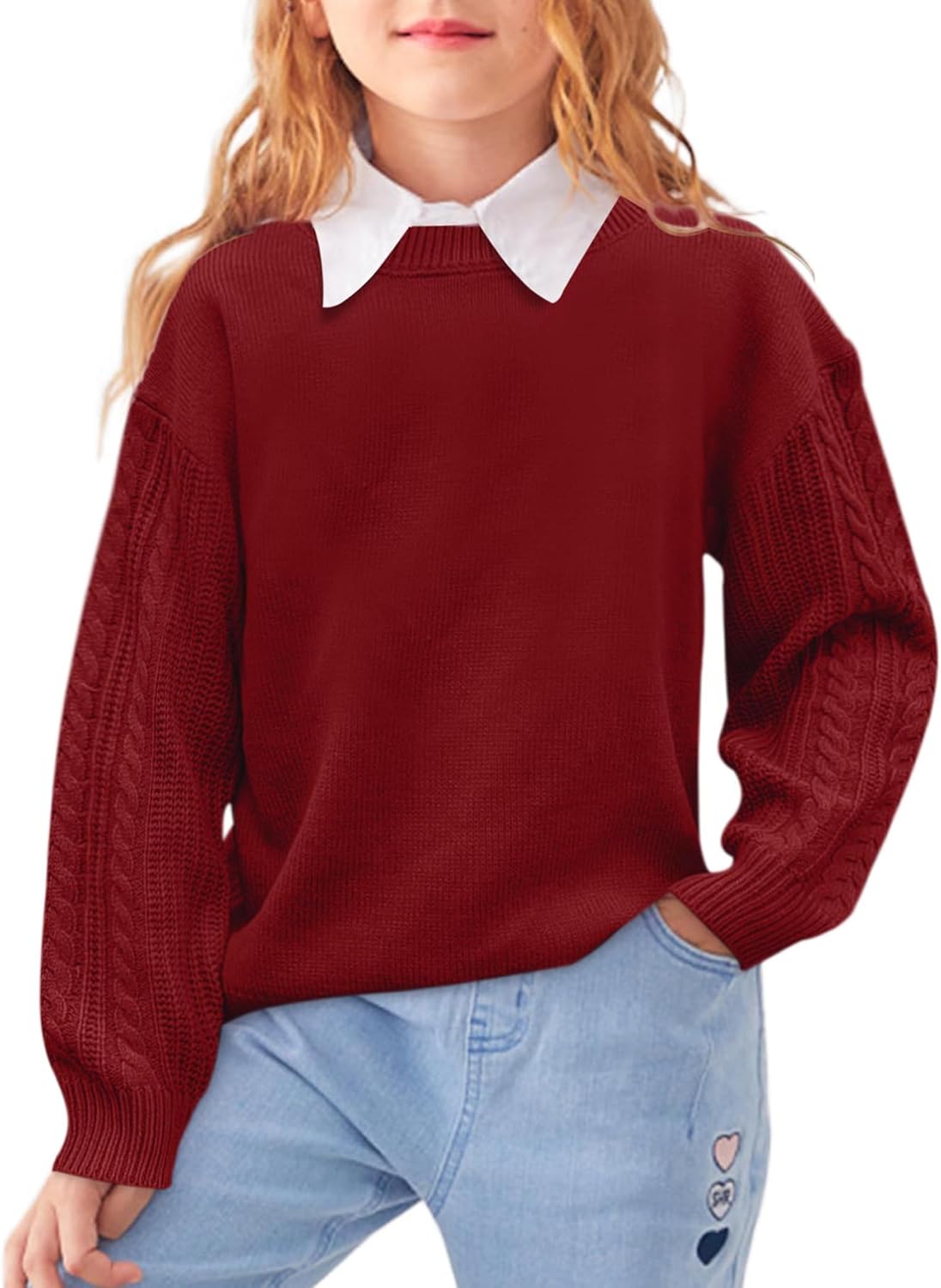 Girls' Crewneck Chunky Knit Sweater