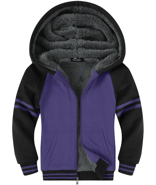V VALANCH Boys' Sherpa Lined Zip Hoodie