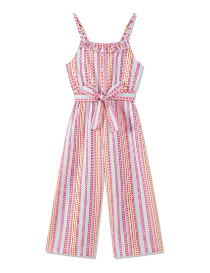 Crazyme Girls Striped Sleeveless Jumpsuit