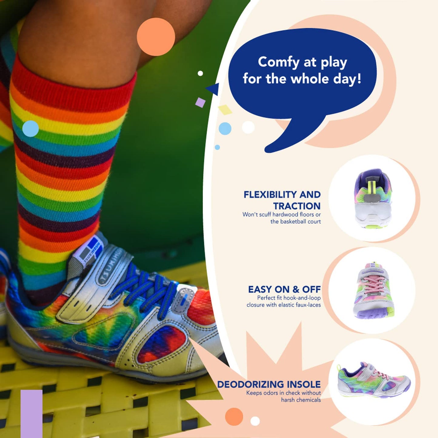 TSUKIHOSHI MAKO Kids' Strap Sneakers with Wide Toe Box