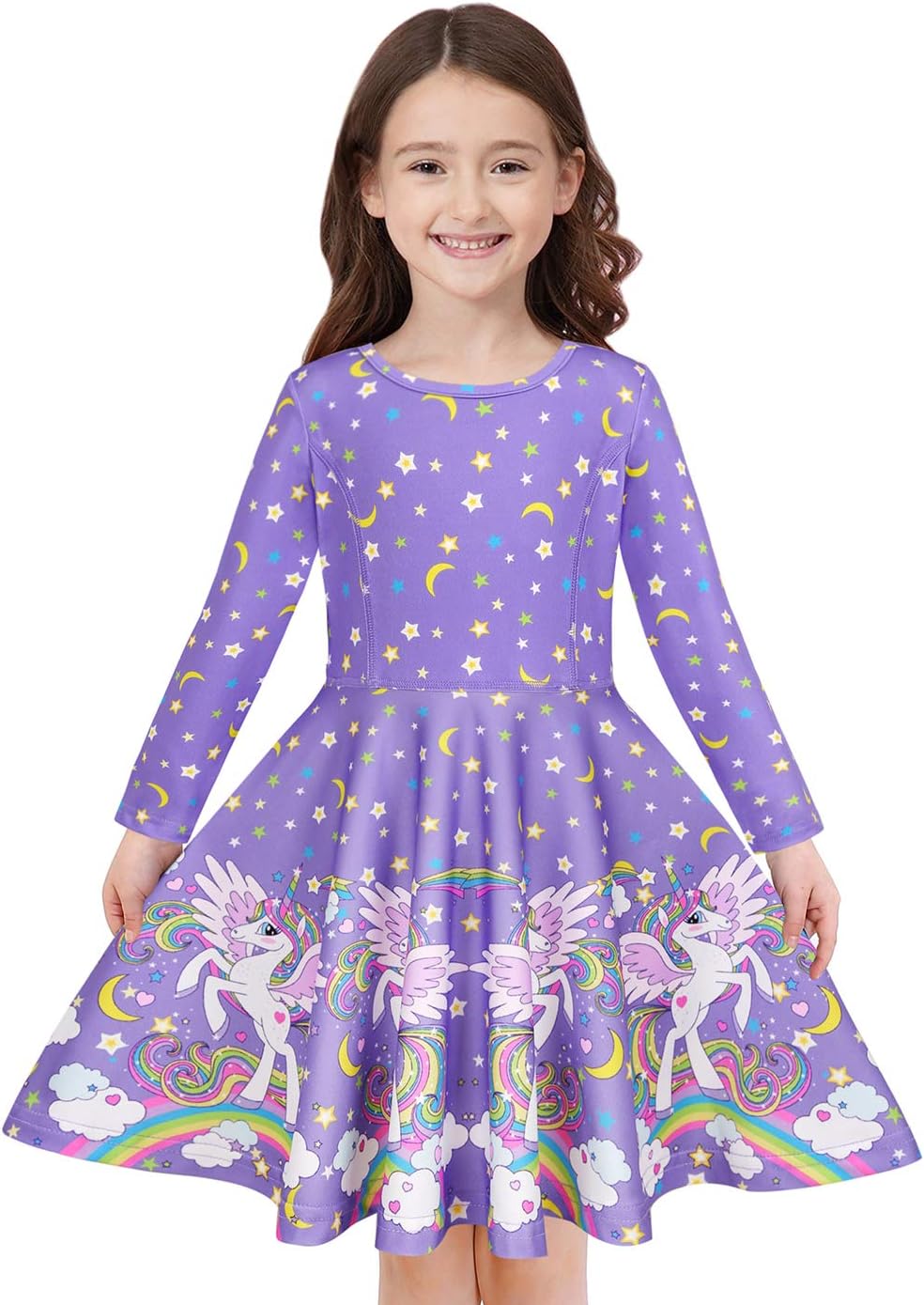 Quedoris Girls' Unicorn Print Twirly Dress