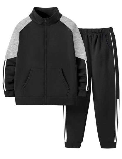 NECIOUS Boys' Zip-Up Jacket & Sweatpants Set