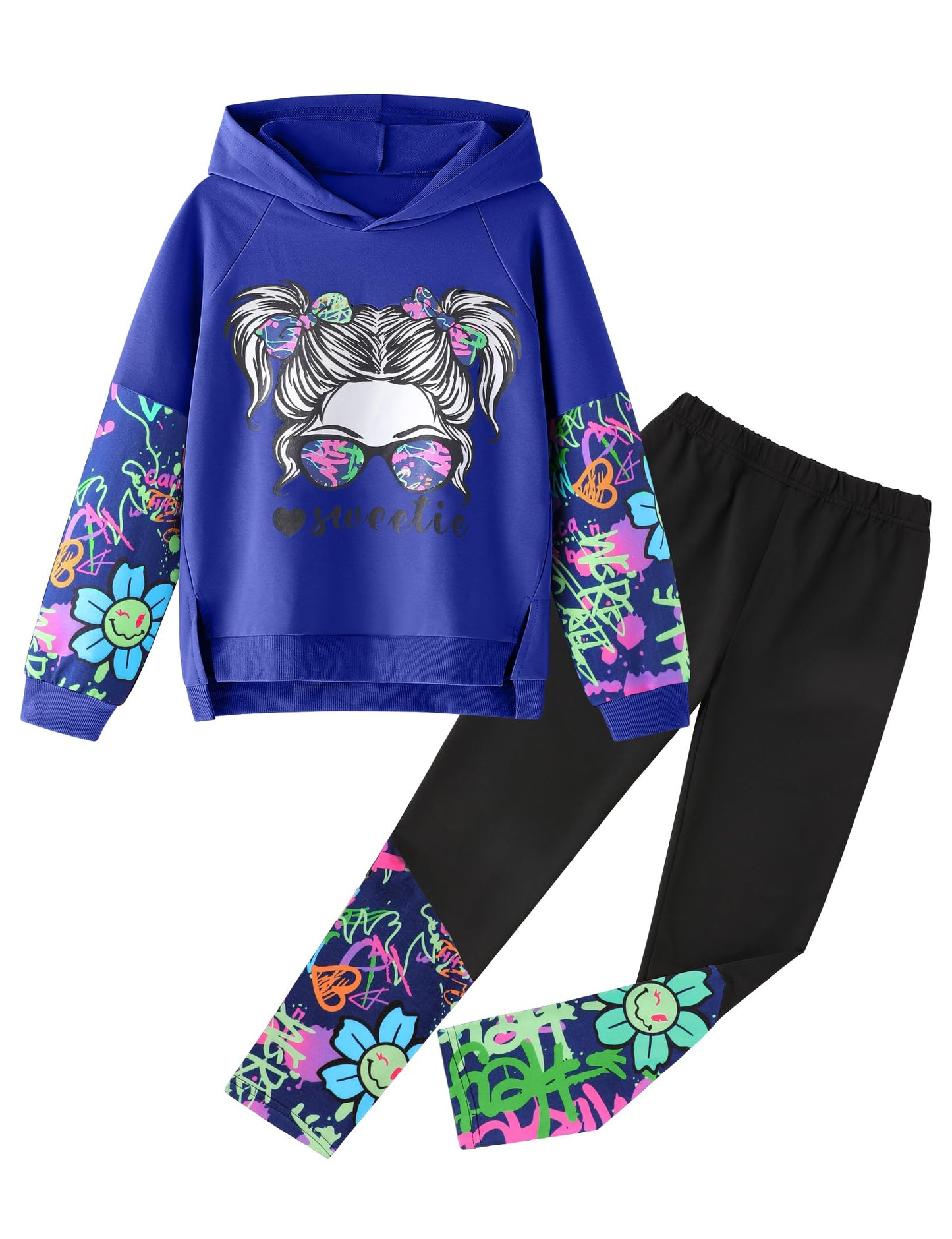 Girls' 2-Piece Tie Dye Hoodie & Leggings Set
