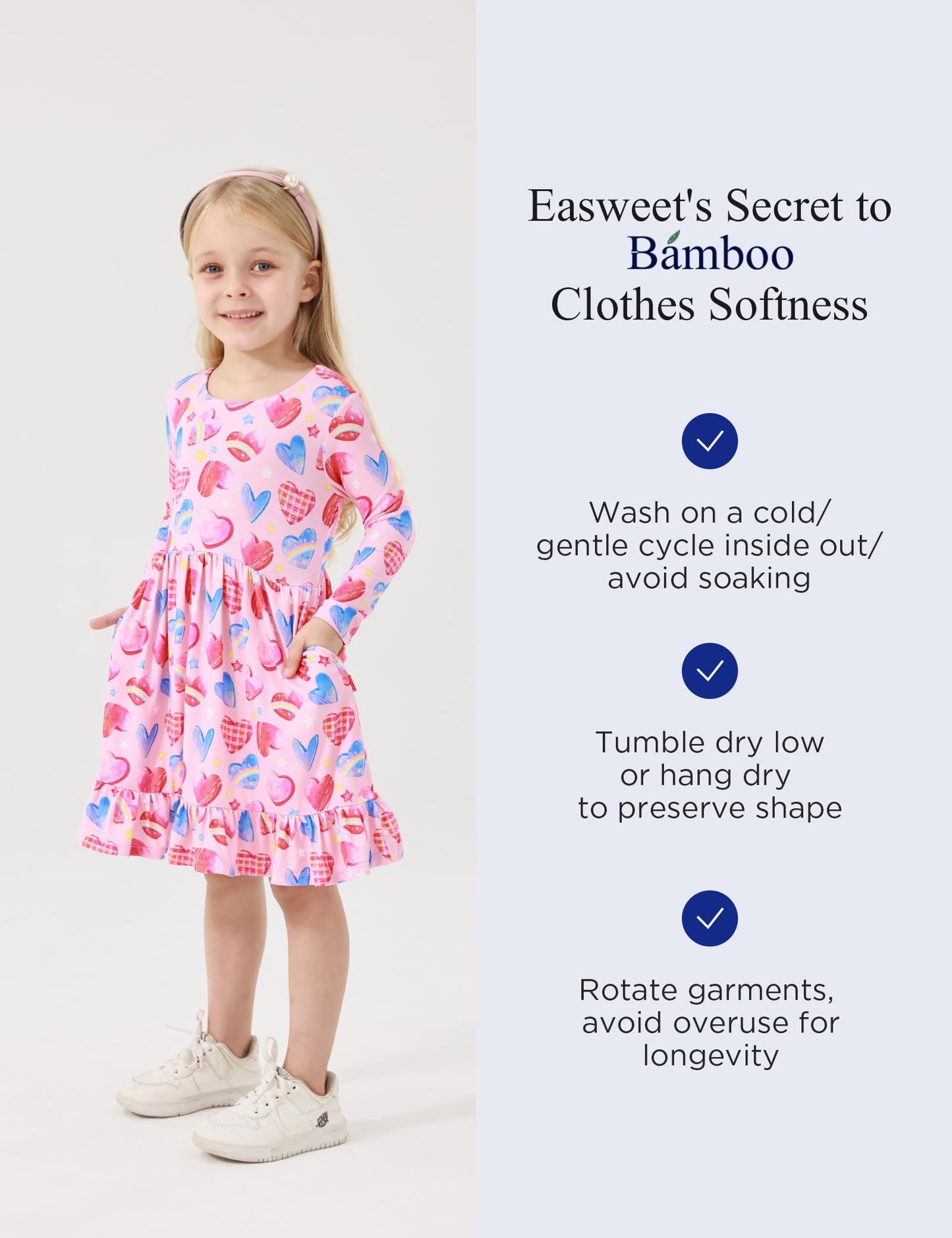 Bamboo Viscose Girls' Long Sleeve Twirl Dress