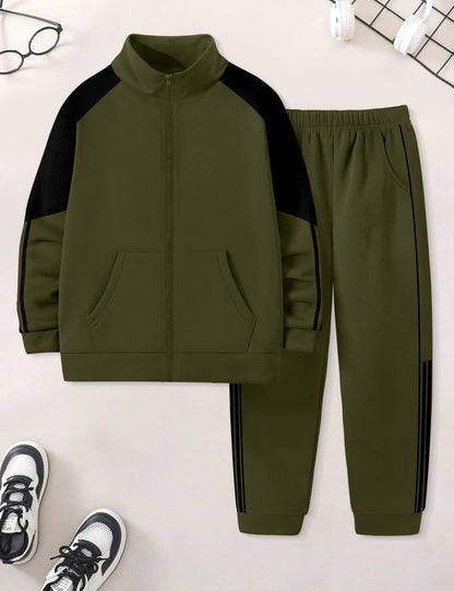 NECIOUS Boys' Zip-Up Jacket & Sweatpants Set