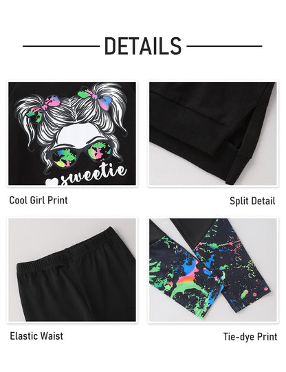 Girls' 2-Piece Tie Dye Hoodie & Leggings Set