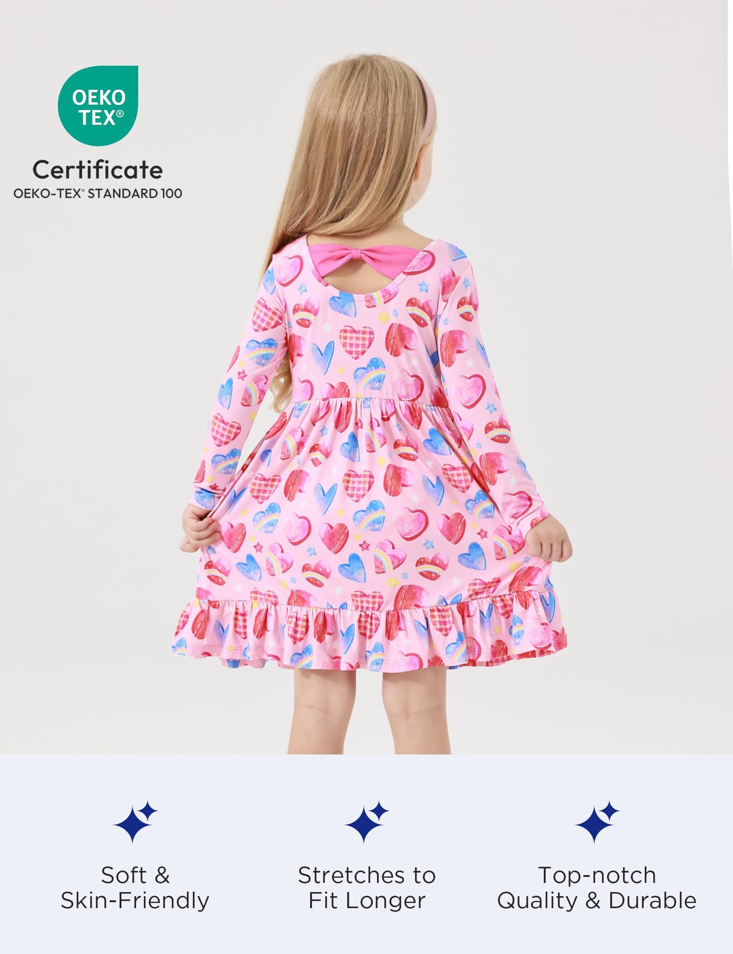 Bamboo Viscose Girls' Long Sleeve Twirl Dress