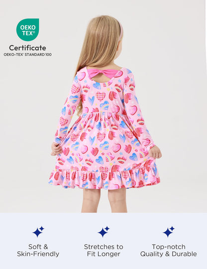 Bamboo Viscose Girls' Long Sleeve Twirl Dress