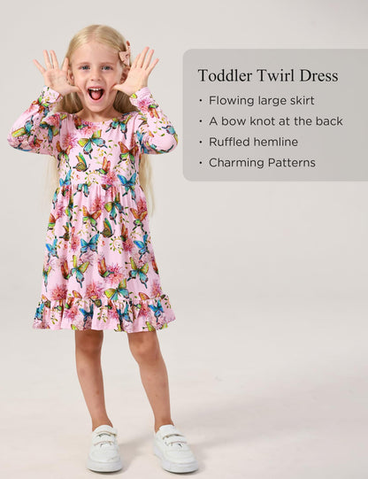 Bamboo Viscose Girls' Long Sleeve Twirl Dress