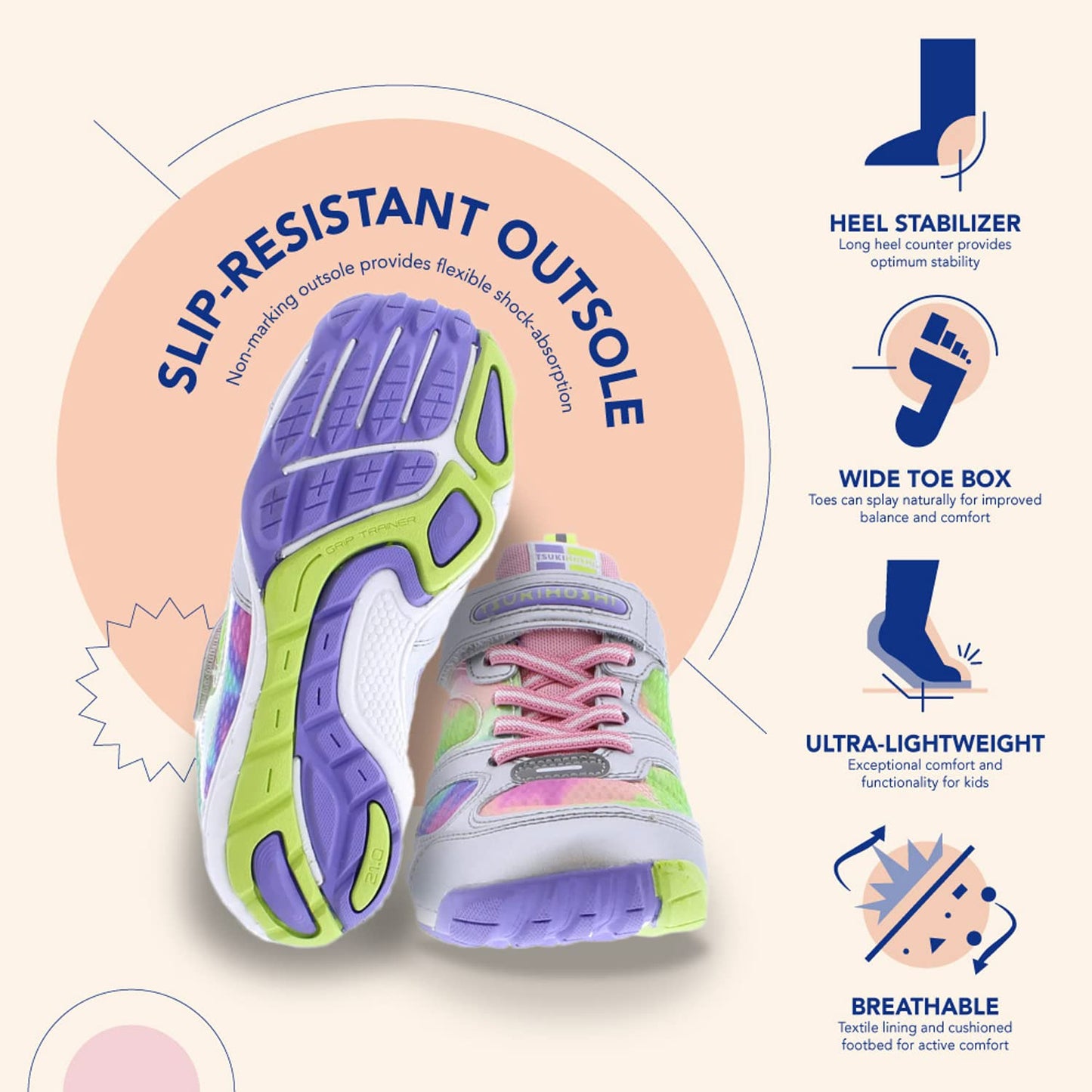 TSUKIHOSHI MAKO Kids' Strap Sneakers with Wide Toe Box