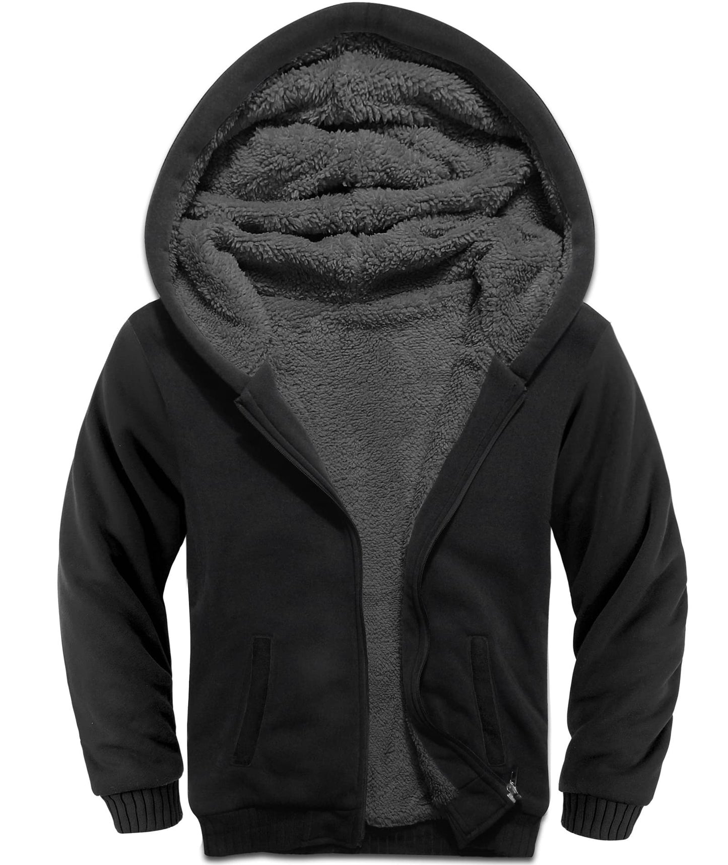 V VALANCH Boys' Sherpa Lined Zip Hoodie