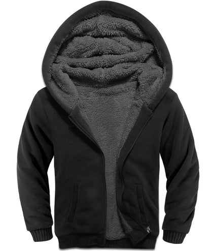 V VALANCH Boys' Sherpa Lined Zip Hoodie