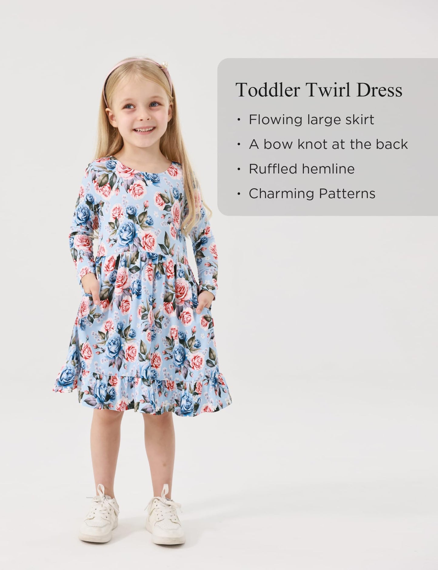 Bamboo Viscose Girls' Long Sleeve Twirl Dress