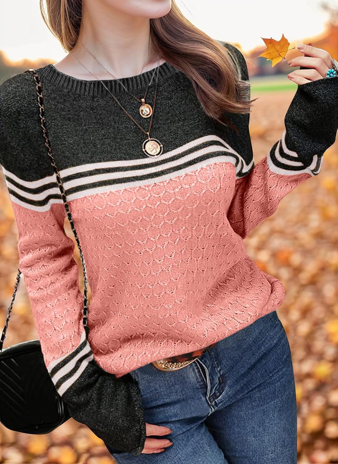 Girls' Color Block Striped Sweater