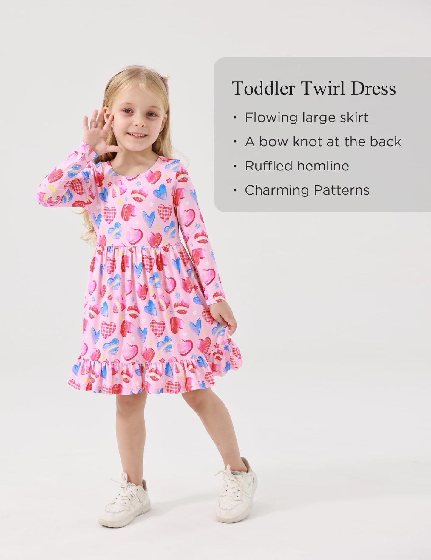 Bamboo Viscose Girls' Long Sleeve Twirl Dress