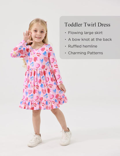 Bamboo Viscose Girls' Long Sleeve Twirl Dress