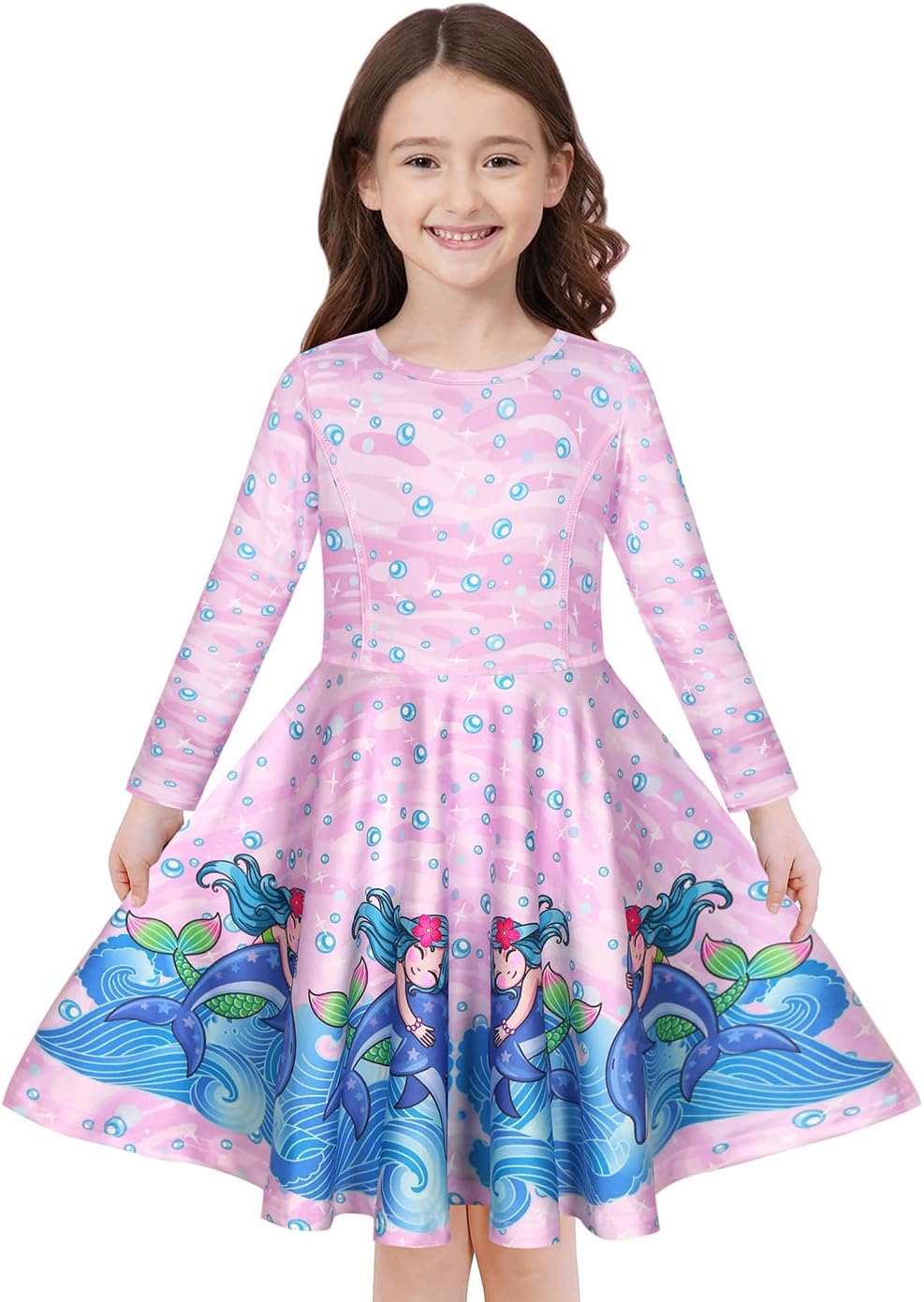 Quedoris Girls' Unicorn Print Twirly Dress