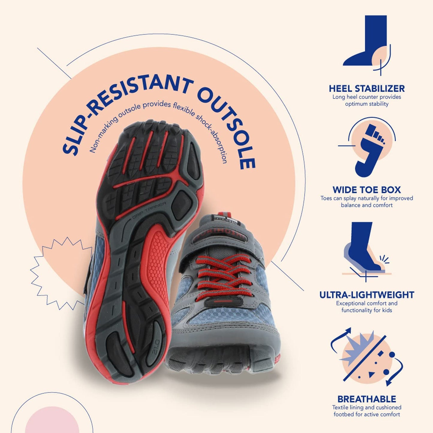 TSUKIHOSHI MAKO Kids' Strap Sneakers with Wide Toe Box