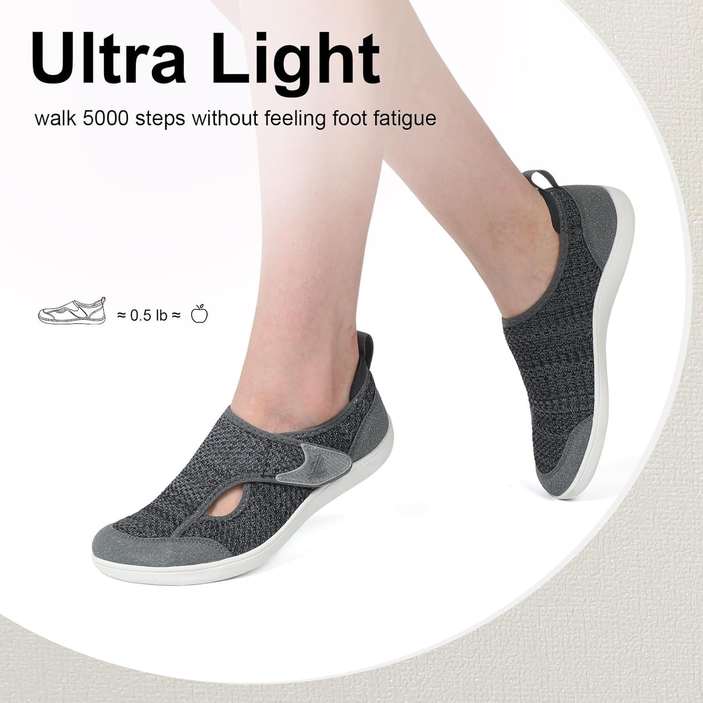LeIsfIt Women's Wide Diabetic Adjustable Walking Shoes