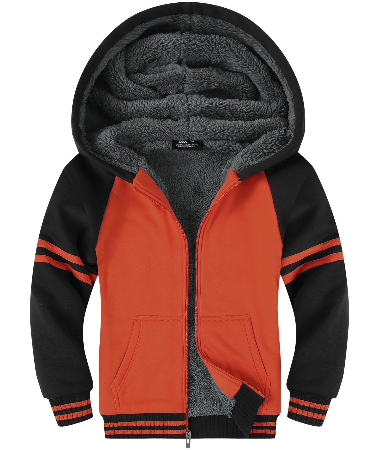 V VALANCH Boys' Sherpa Lined Zip Hoodie