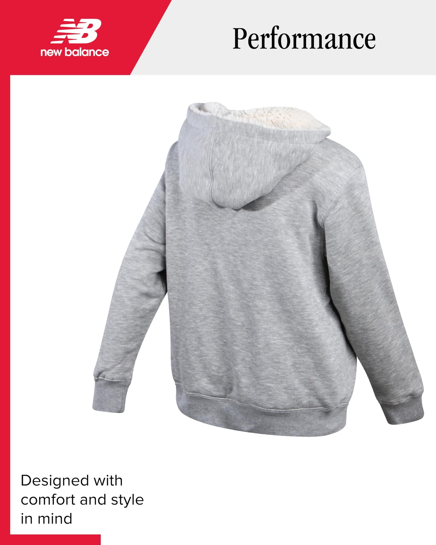 New Balance Boys' Sherpa-Lined Zip Hoodie