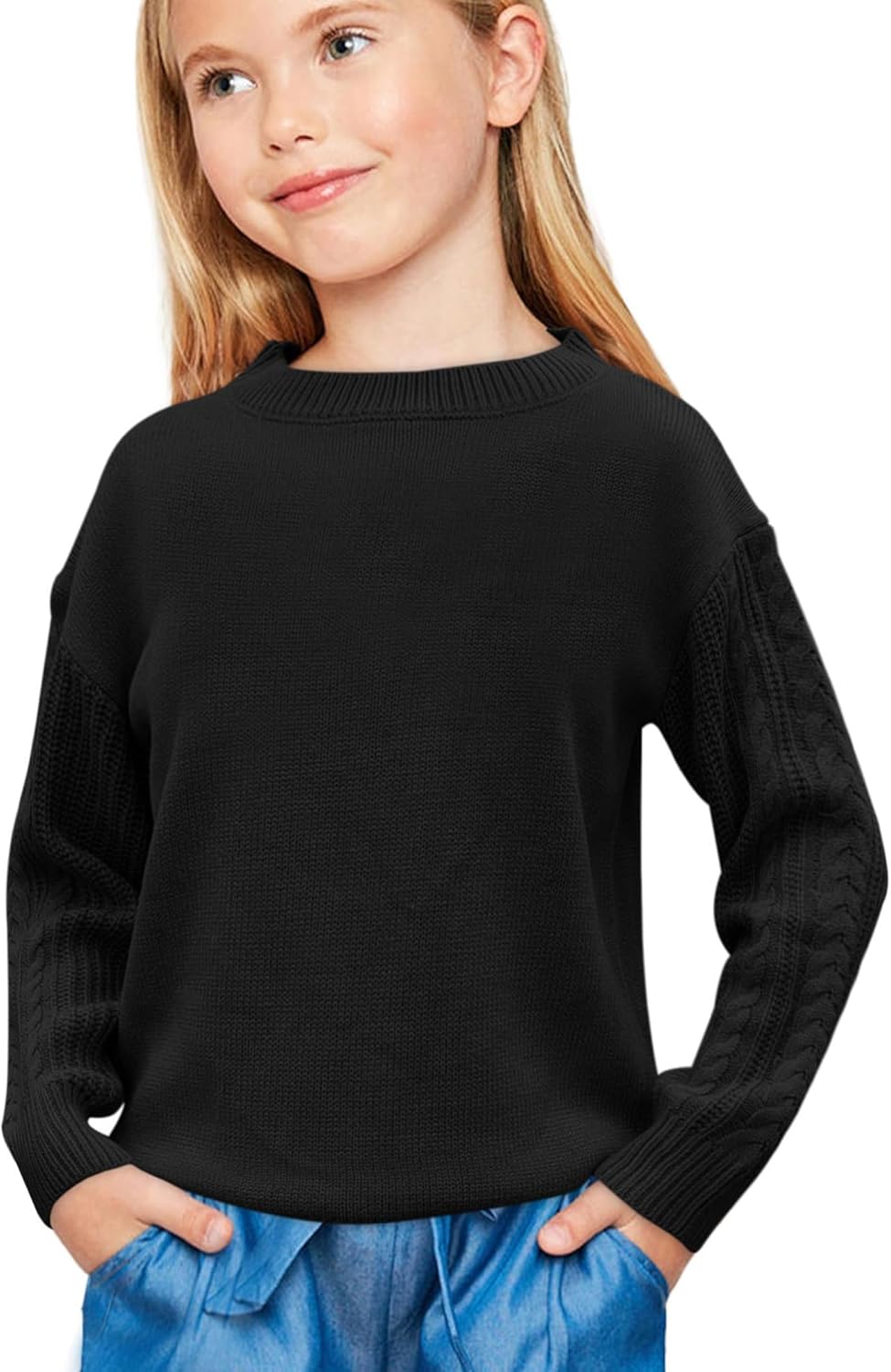 Girls' Crewneck Chunky Knit Sweater