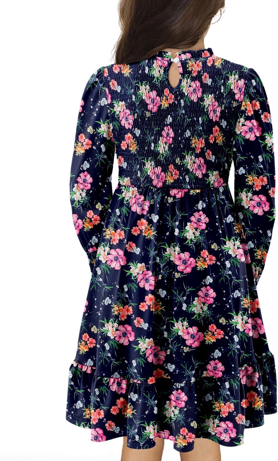 Yoklass Girls' Smocked Puff Sleeve Dress
