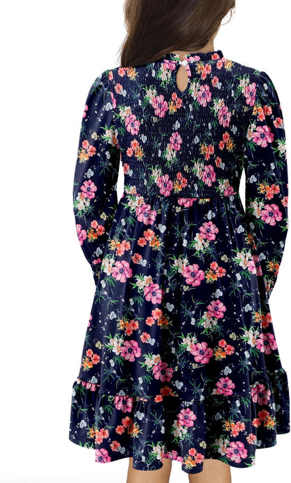 Yoklass Girls' Smocked Puff Sleeve Dress