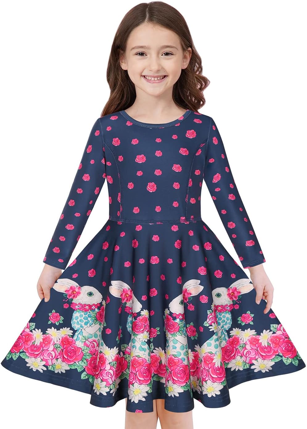 Quedoris Girls' Unicorn Print Twirly Dress