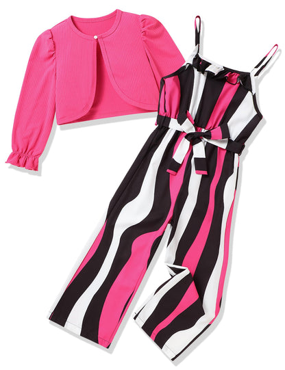 Crazyme Girls Striped Sleeveless Jumpsuit