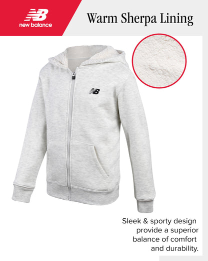 New Balance Boys' Sherpa-Lined Zip Hoodie