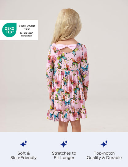 Bamboo Viscose Girls' Long Sleeve Twirl Dress