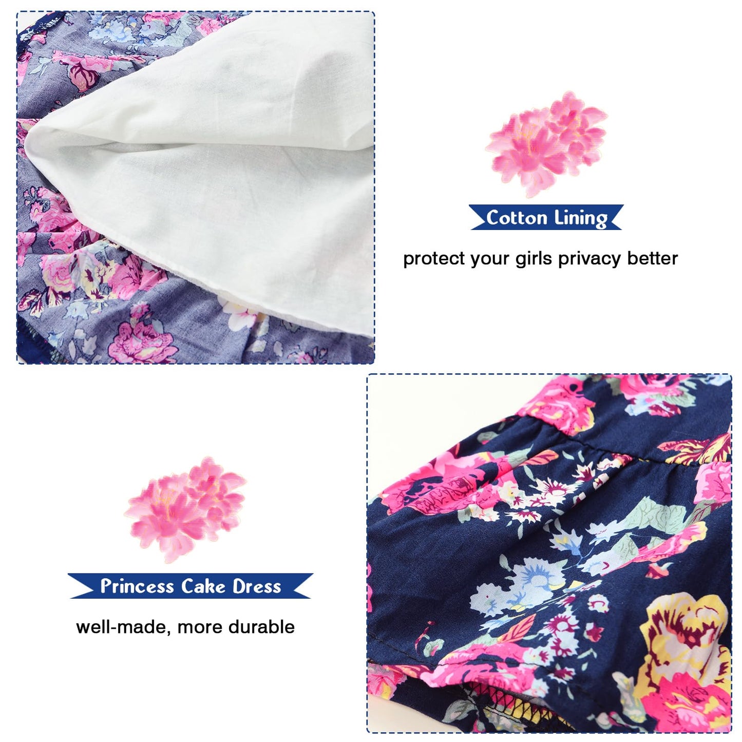 YJ.GWL Girls' Denim Flower Princess Dress
