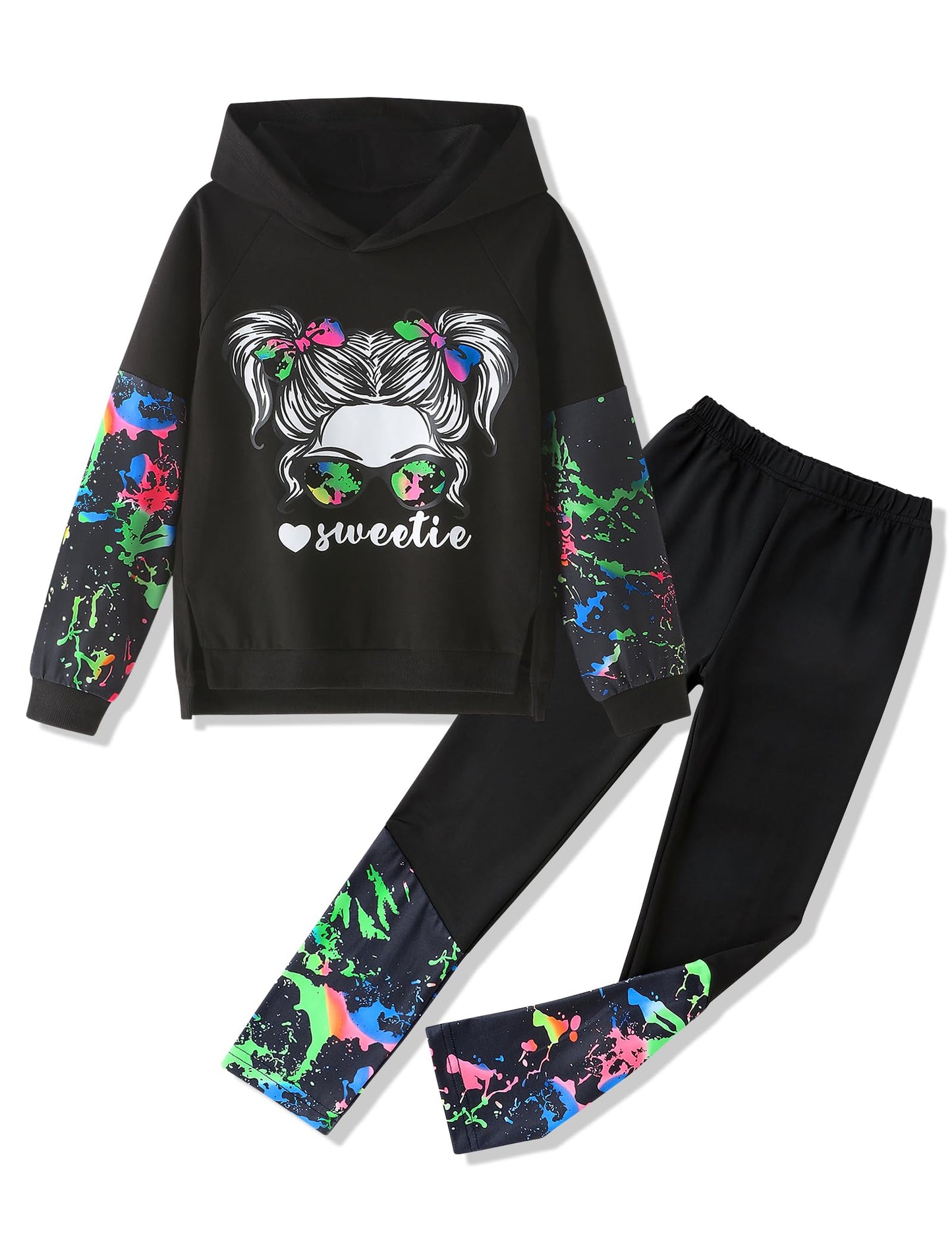 Girls' 2-Piece Tie Dye Hoodie & Leggings Set