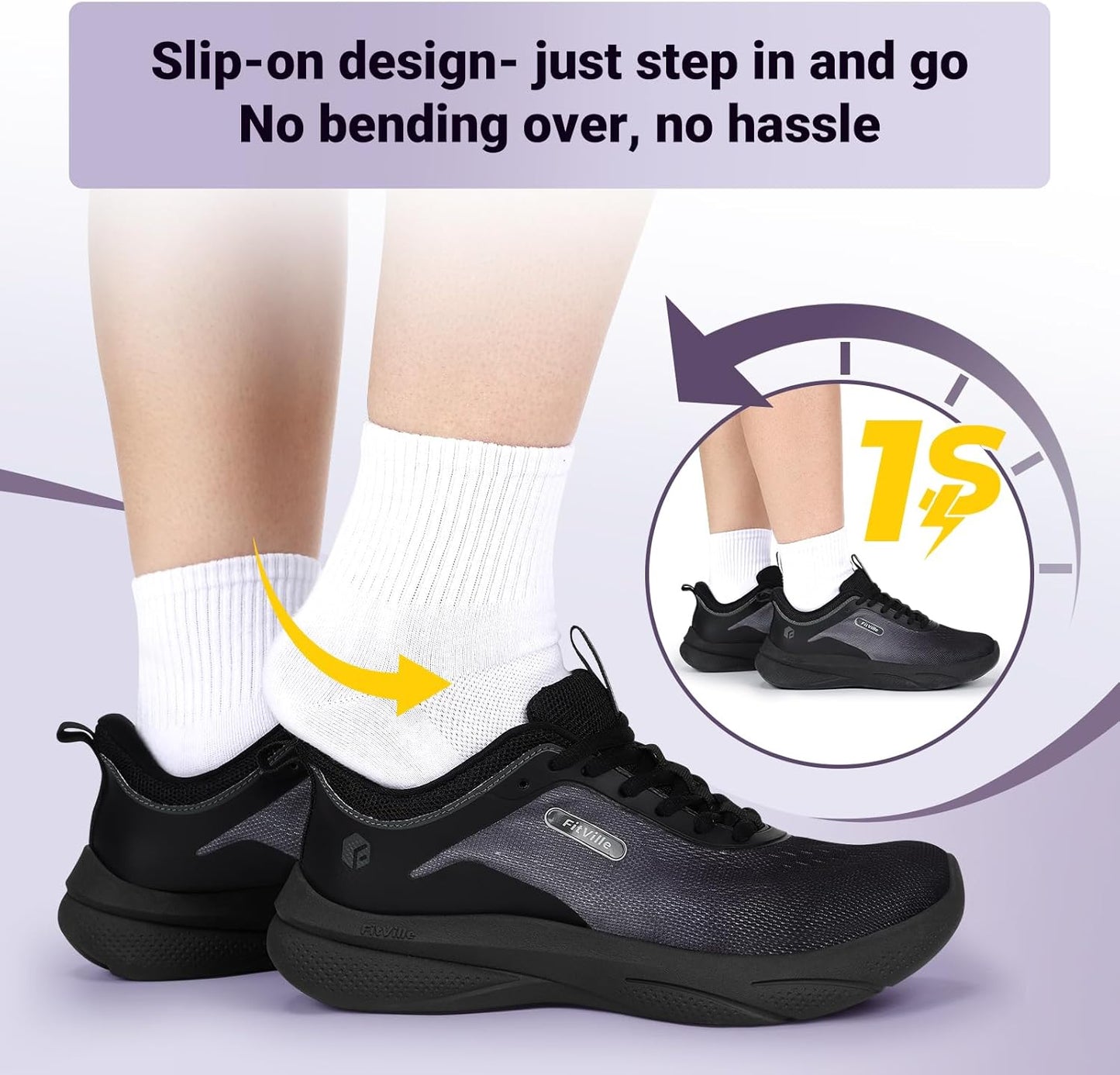 FitVille Women's Wide Slip-On Walking Shoes