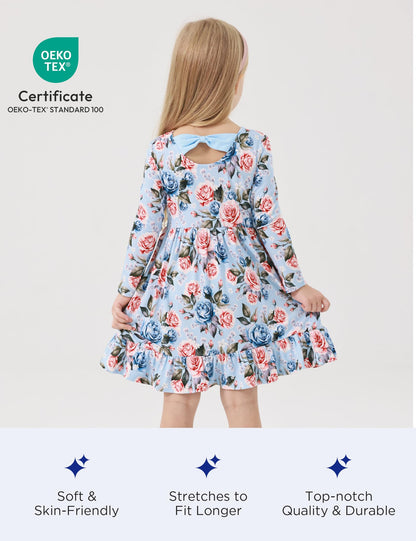 Bamboo Viscose Girls' Long Sleeve Twirl Dress