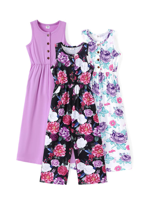 PATPAT Girls 3-Pack Jumpsuits