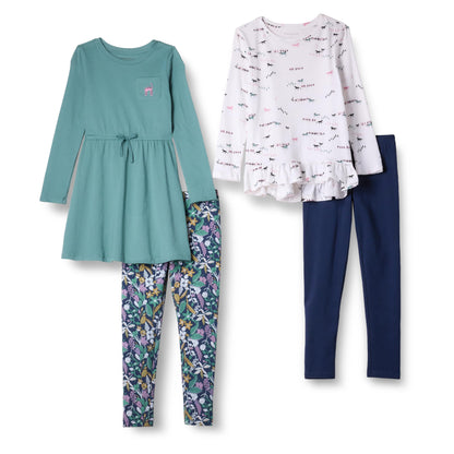 Amazon Essentials Girls' 4-Pack Long-Sleeve Outfit Set
