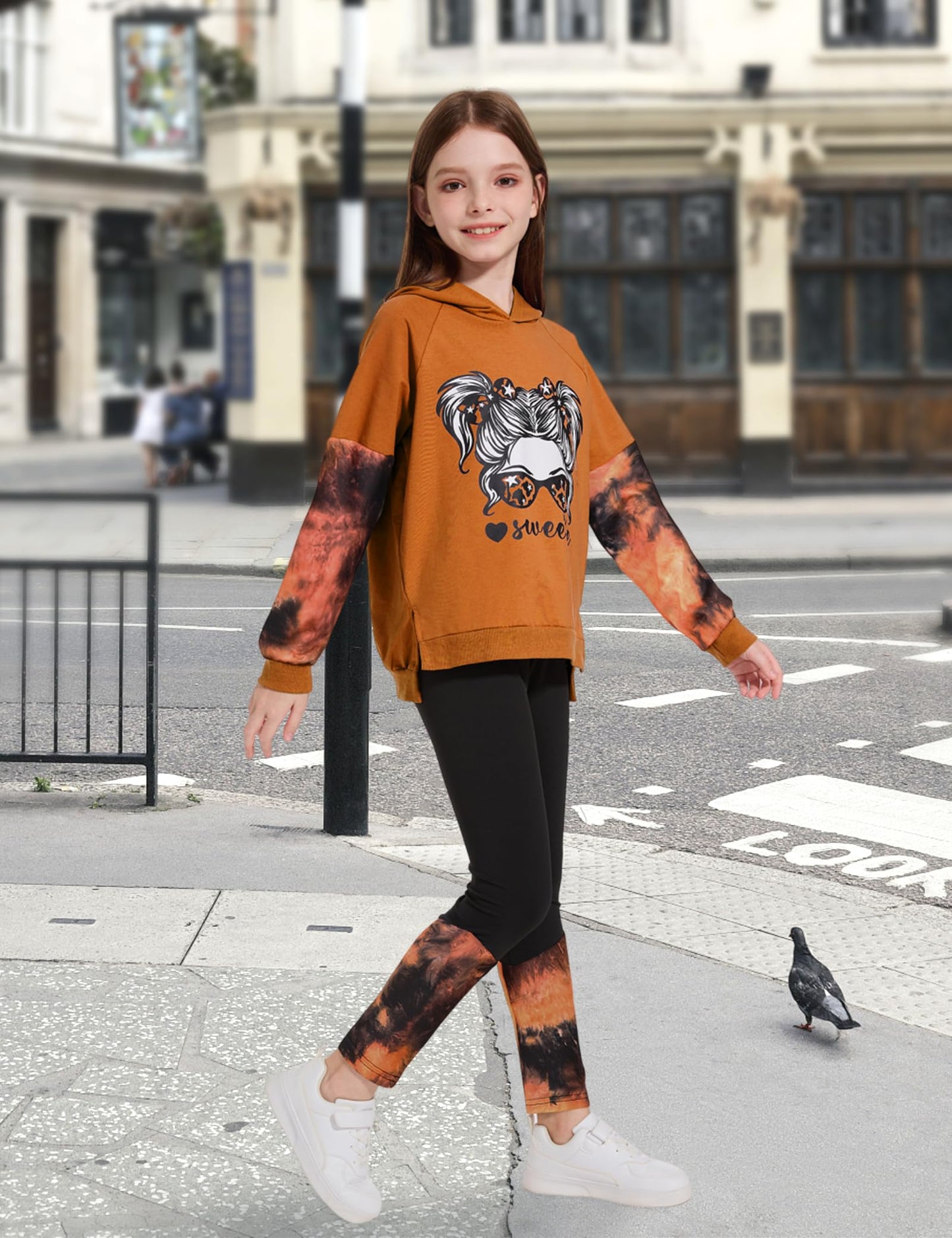 Girls' 2-Piece Tie Dye Hoodie & Leggings Set