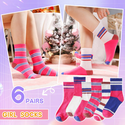 Eyean Girls' 6-Pack Cotton Crew Socks